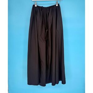 Mango MNG Black Poplin Flared Maxi Skirt Pockets Tie Belt Womens Size XS